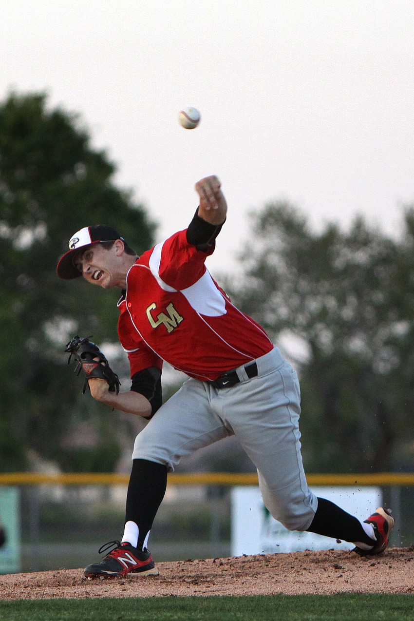Cardinal Mooneyâ€™s Pat Heuler, No. 20, pitches a ball to one of Riverviewâ€™s players at bat.