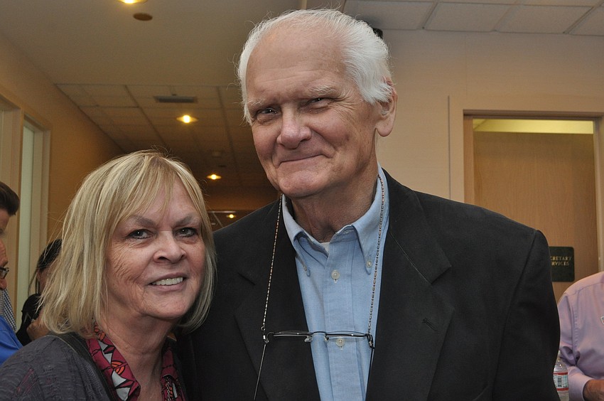 Helen Daruszka of Palm Printing with Jim Seaton of Longboat Limousine