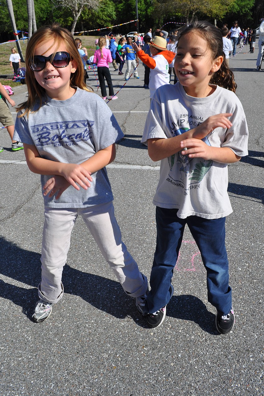 Jazmine Brinson and Skye Redman paused their jump roping to dance 