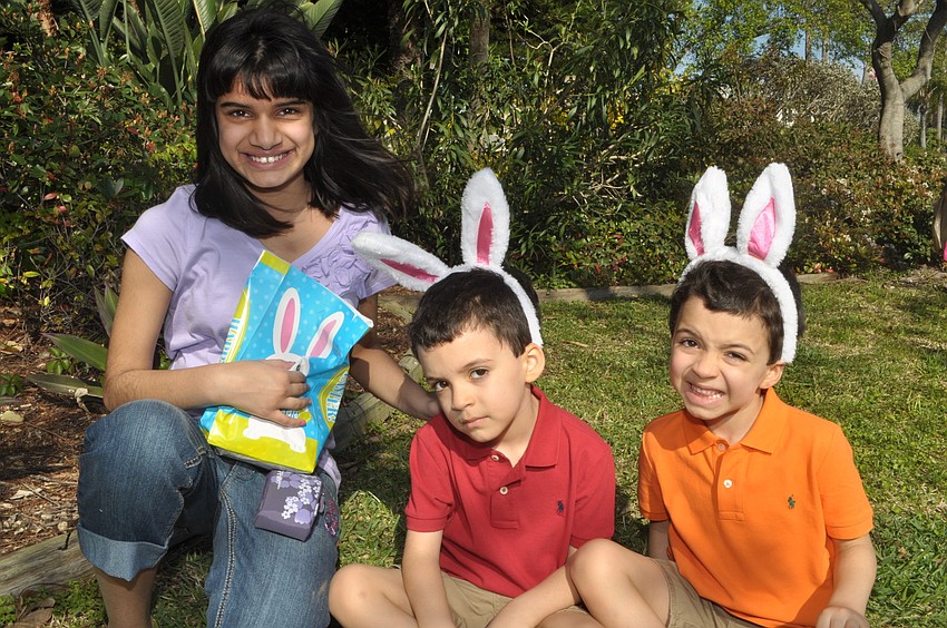 Anjali Antani, 11, with her twin cousins, Devin and Brooks Brady, 4