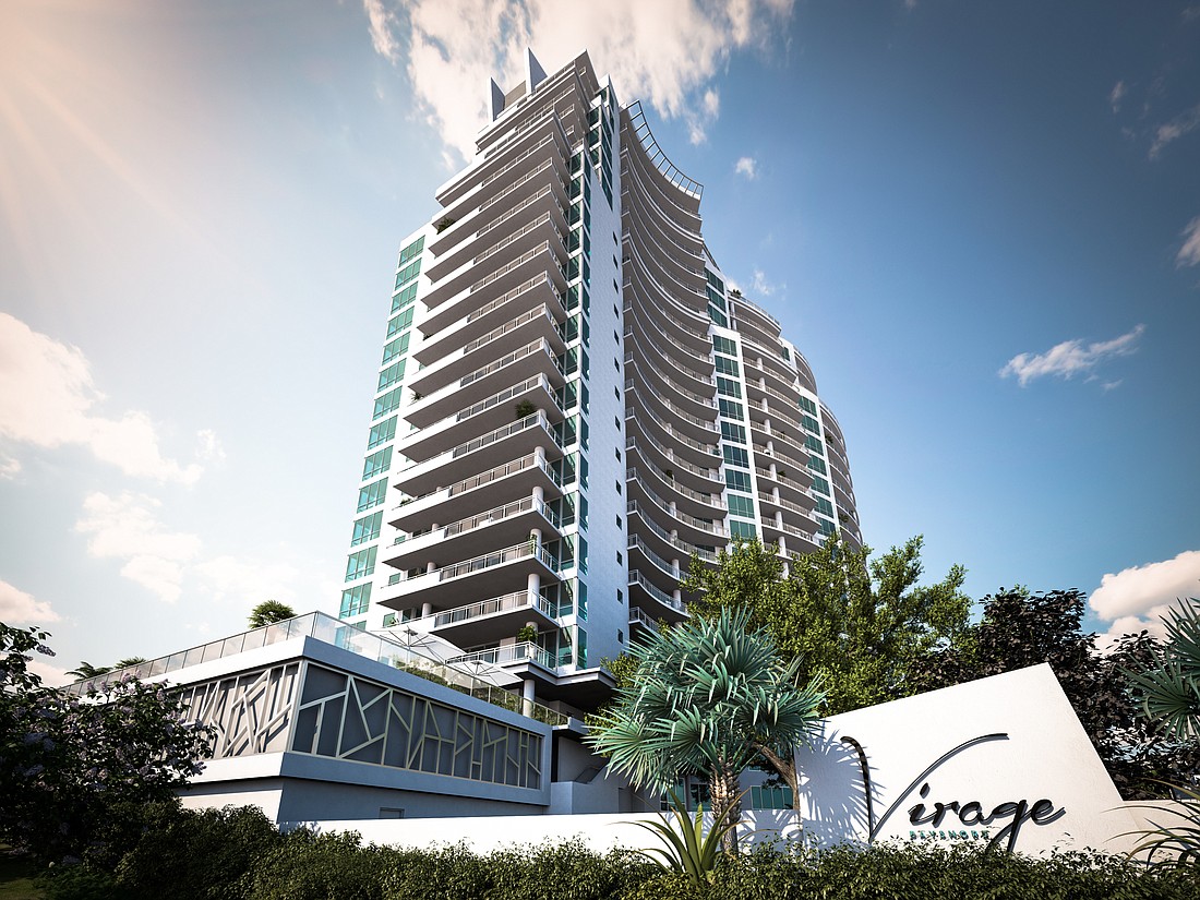 A rendering of what the completed Virage Bayshore condo tower will look like when it opens in early 2020. Courtesy photo.