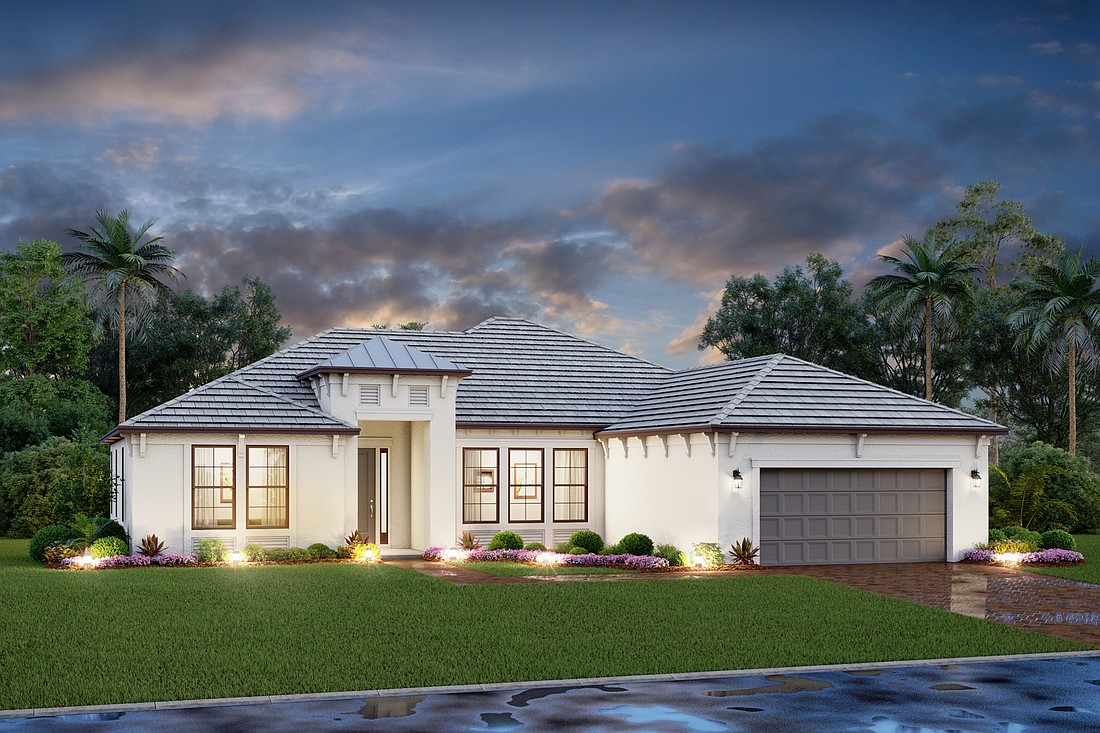 A rendering of a house in Oasis, the newest neighborhood in West Villages Florida.
