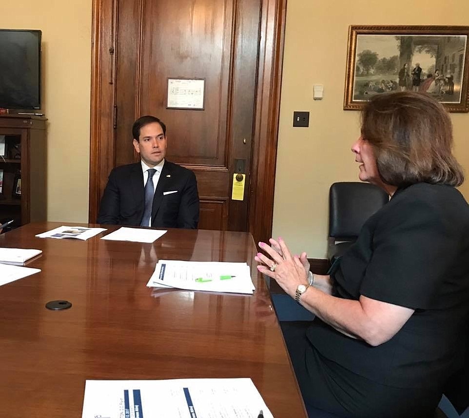 Courtesy. Rita Lowman recently met with Florida Sen. Marco Rubio over a regulatory relief act.