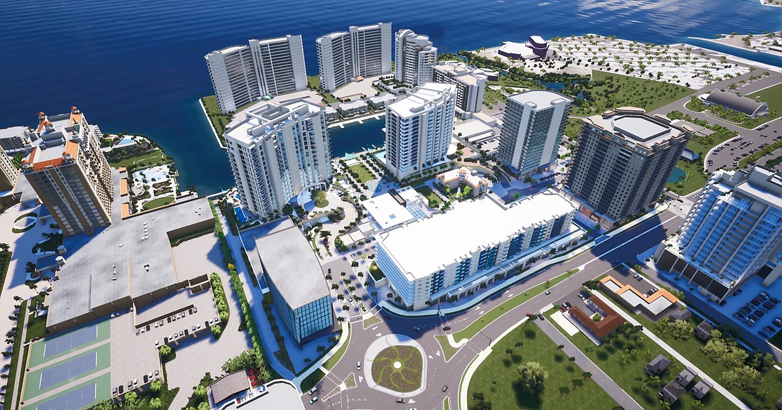 Courtesy, rendering subject to change. Commercial contractor Jon F. Swift Construction was awarded the contract for the utility infrastructure portion of Quay Sarasota by developer GreenPointe HoldingsÂ LLC.
