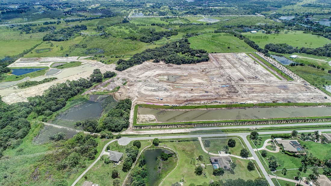 Courtesy. An aerial view of the site of M/I Homes&#39; Hidden Creek community inÂ east Sarasota.
