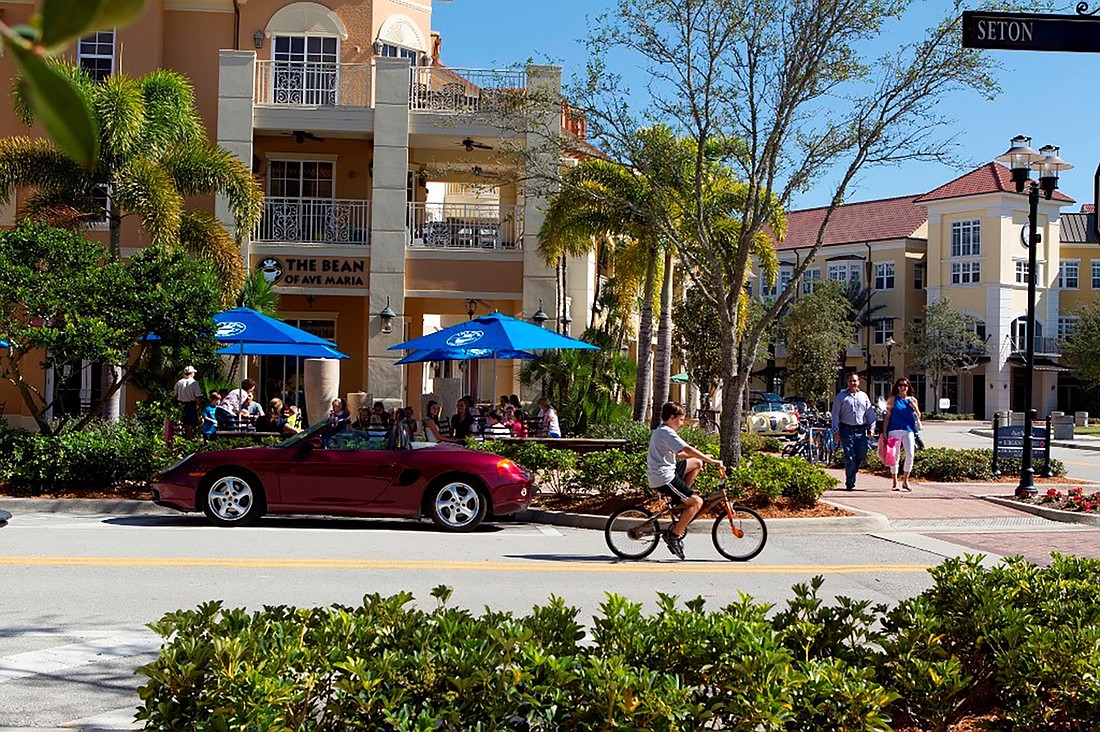 The town center in Ave Maria, a new town under development in eastern Collier County. Courtesy Barron Collier Companies