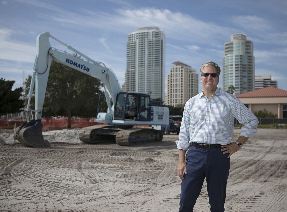 Mark Wemple. Kyle Parks, president of B2 Communications, at the site of what will become the new St. Pete Pier in 2019.