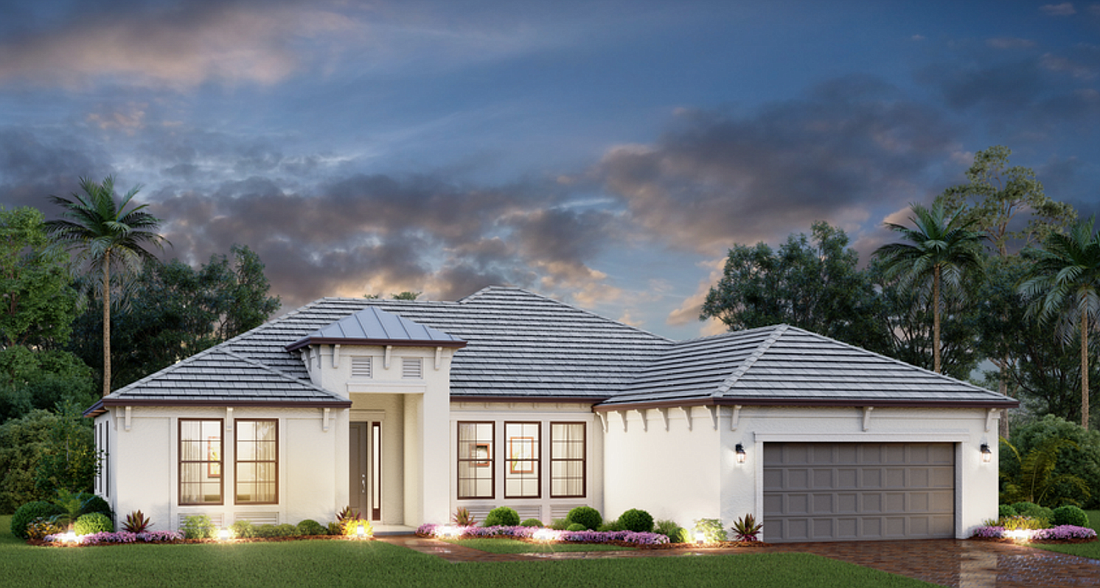 A rendering of a house in the Oasis neighborhood in West Villages Florida.