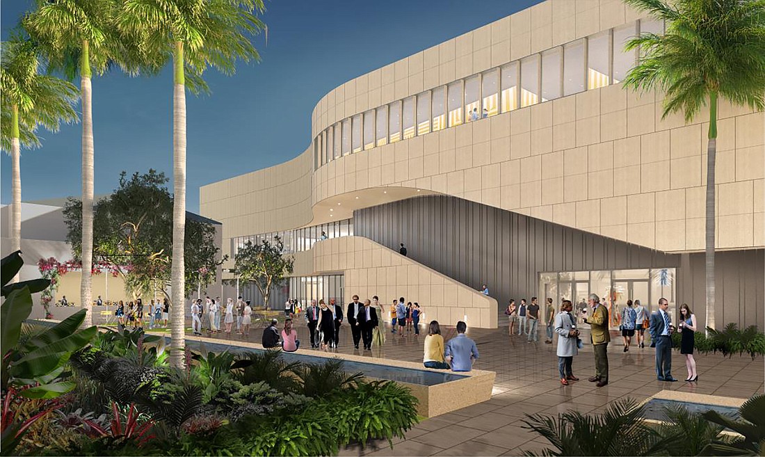 An exterior staircase will provide direct access to second-floor events at the renovated Baker Museum in Naples. Courtesy Weiss/Manfredi Architecture/Landscape/Urbanism