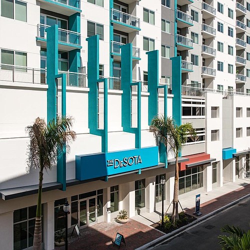 COURTESY PHOTO â€” Atlanta-based Carter has retained Cushman & Wakefield to market its 10-story DeSota apartments in downtown Sarasota for sale.