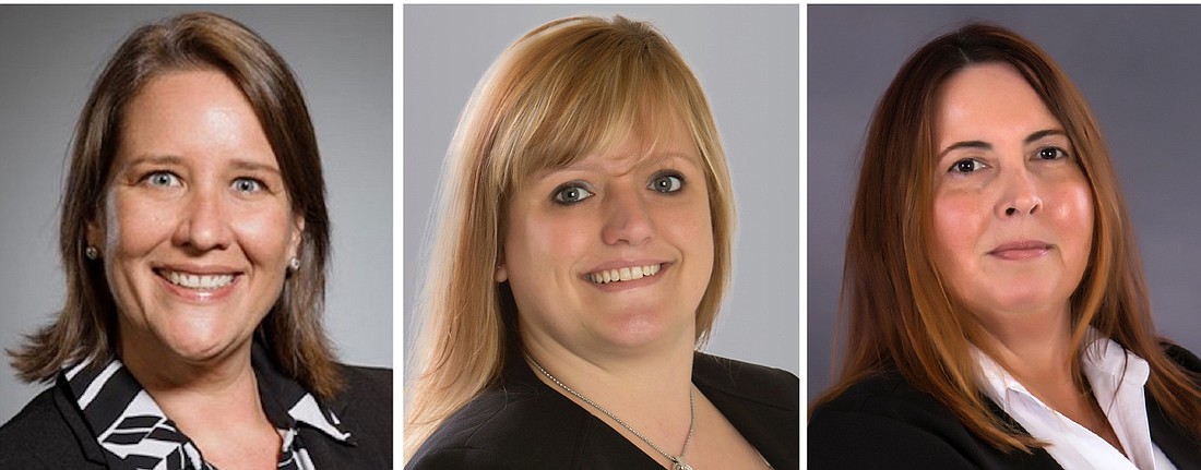 From left, Heather  Adams, Marina Joel and Gretchen Smith have been promoted to key leadership promotions by Cushman & Wakefield Commercial Properties Southwest Florida.