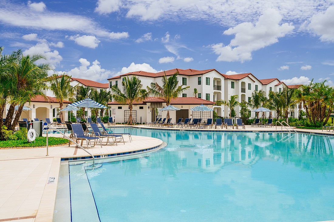 The Residences at University Village offers FGCU student residents a free-form resort-style pool and all the amenities of a luxury apartment community. Courtesy Miromar Development