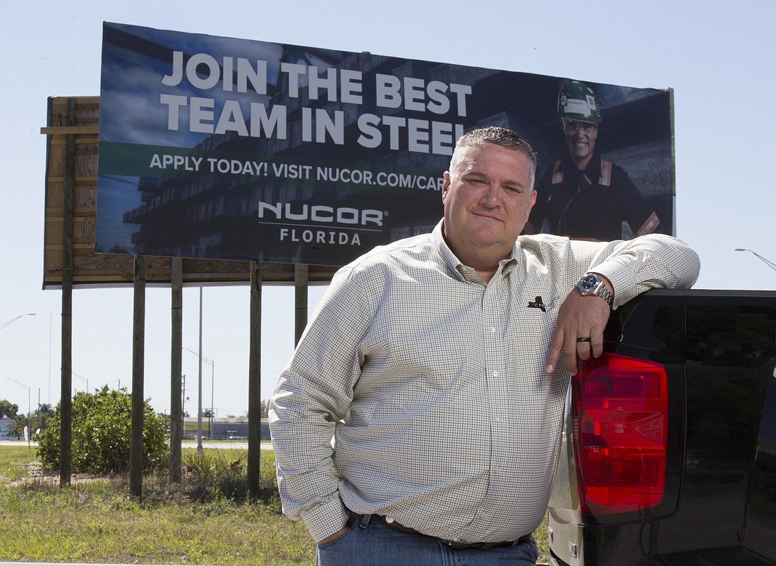 CALVIN KNIGHT. Nucor Steel Florida Vice President and Plant Manager Drew Wilcox is eagerly awaiting the companyâ€™s $240 million micro-mill in Polk County.