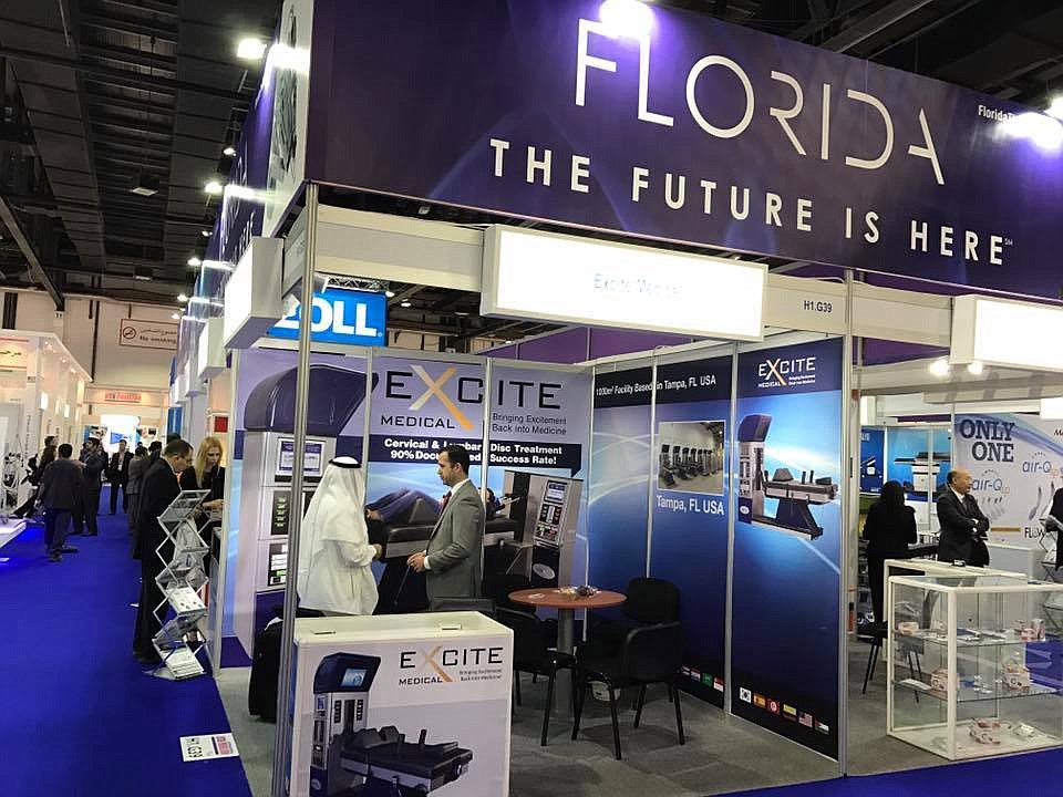 Courtesy. An example of a trade show booth for Tampa-based Excite Medical.