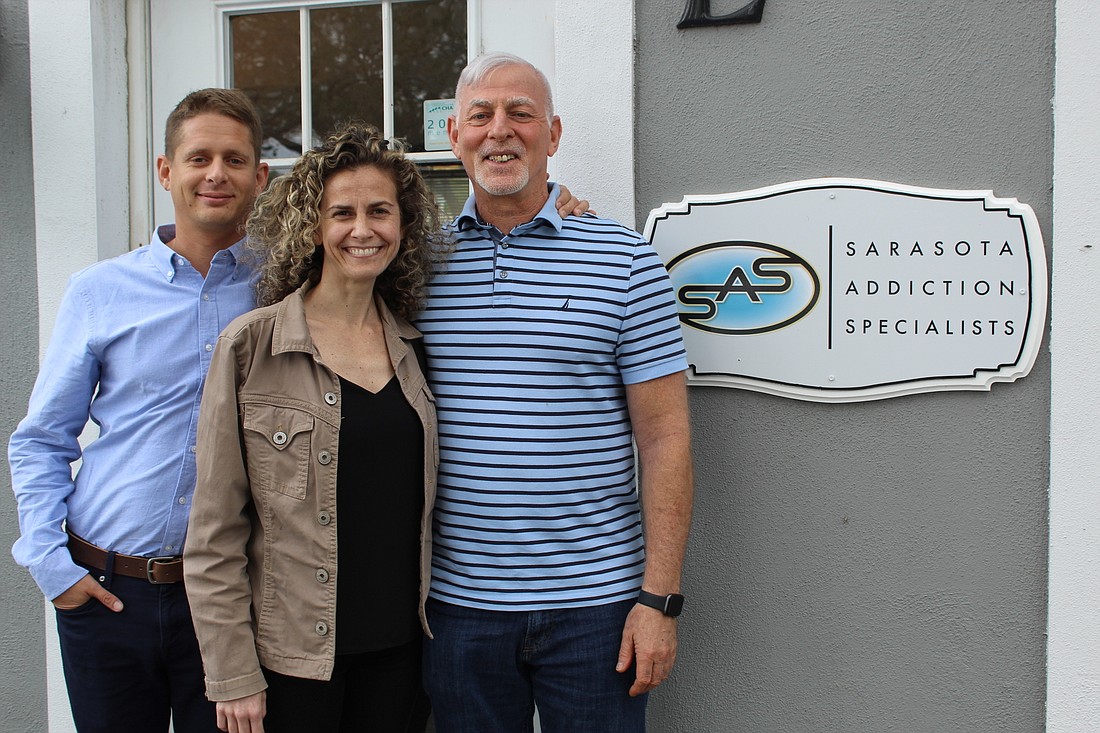 Courtesy. Sarasota Addiction Specialists Director of Operations Cole Young, Clinical Director and Supervisor Kimberly Benson and Director of Support Services David Forestier have started offering intensive outpatient treatment.