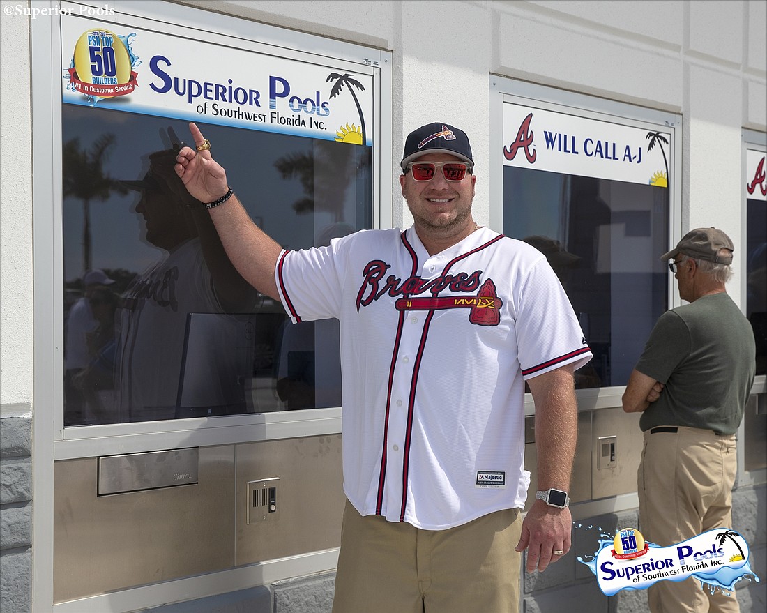 Courtesy. Superior Pools of Southwest Florida owner Jon Krawczyk has a sponsorship agreement at the new Atlanta Braves spring training stadium in North Port, CoolToday Park.