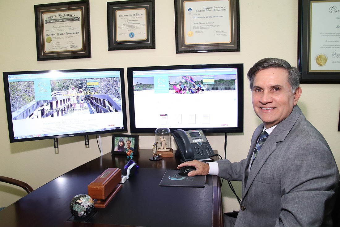 From his desk in the Fort Myers headquarters, Florida Skin Center CEO George Gulisano can monitor patient flow in each of the practice&#39;s four clinics and made adjustments accordingly. JimJett.com photo