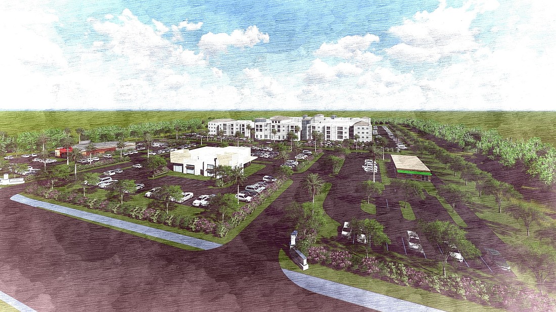 COURTESY RENDERING â€” Aileron Capital Management, of Tampa, has nearly completed work on the 280-unit Grand Central apartments that will anchor an 18-acre, mixed-use project in Fort Myers.