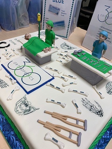 Courtesy. For 360 Orthopedics&#39; announcement to its staff about the rebrand, it had a sheet cake featuring the new logo made for 100 people.