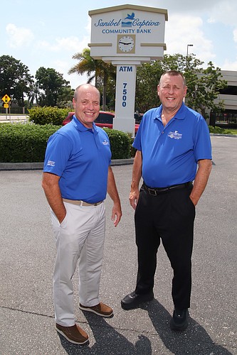 Craig L. Albert and David Hall say they are extremely pleased with the success of the Sanibel Captiva Community Bank but want to grow cautiously and slow. Photo by Jim Jett.