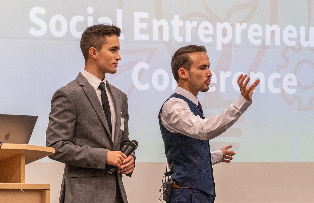 Courtesy. New College of Florida students Daniel Schell and Emiliano Espinosa organized a Social Entrepreneurship Conference.
