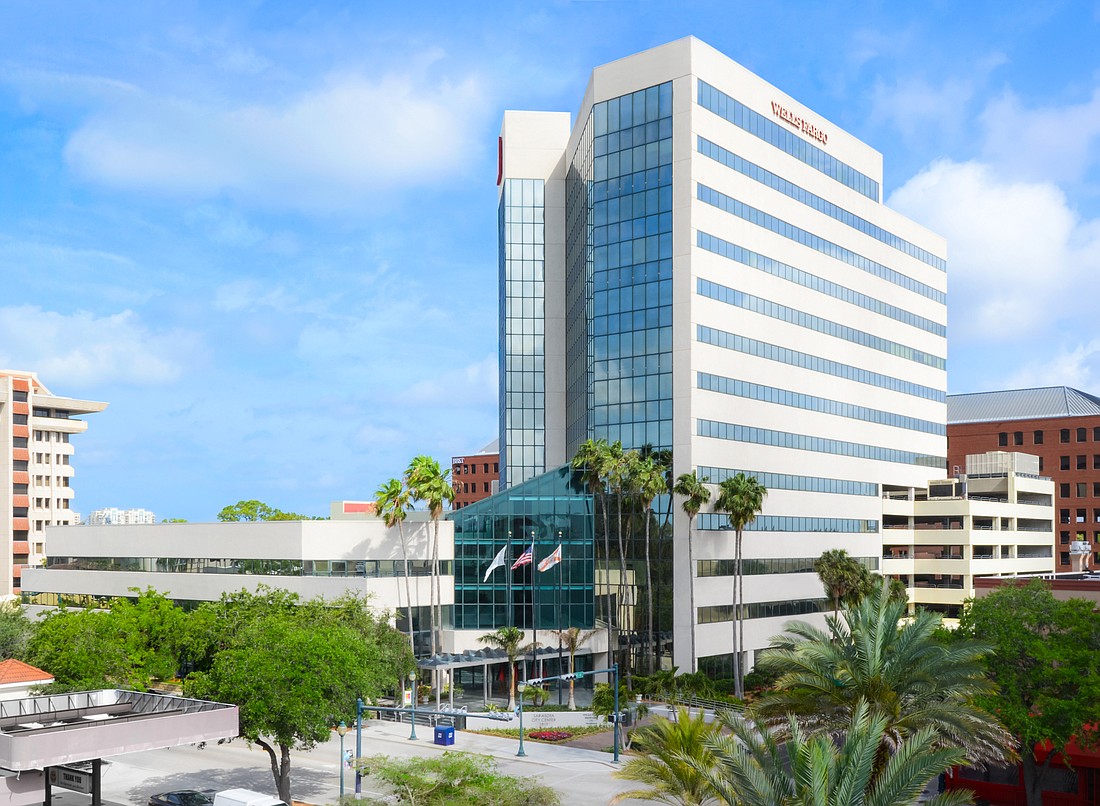 COURTESY PHOTO â€” The Dilweg Cos. of North Carolina has retained brokerage firm JLL to market the 13-story Sarasota City Center in downtown Sarasota for sale.