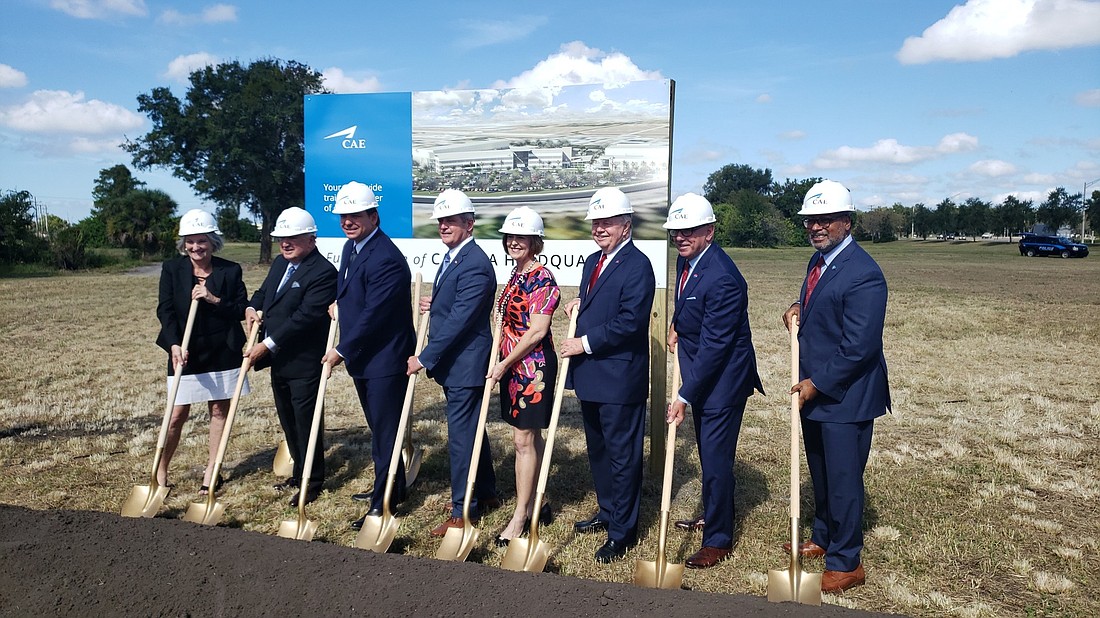 Courtesy. Multiple officials attended a groundbreaking for the new CAE USA facility Oct. 4.