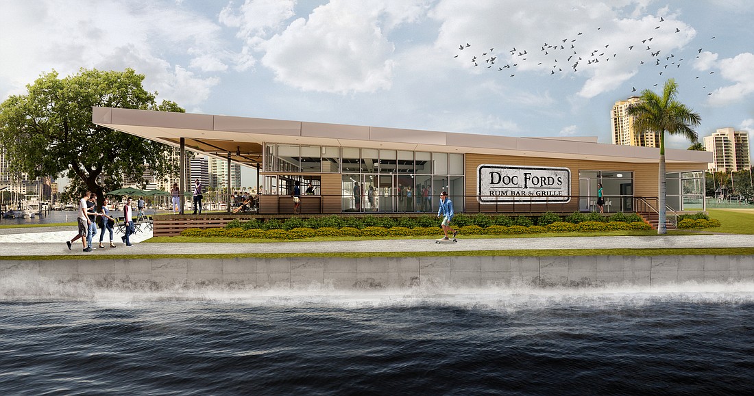 A rendering of the new Doc Ford&#39;s Rum Bar & Grille set to open at the St. Pete Pier in early 2020. Courtesy photo.