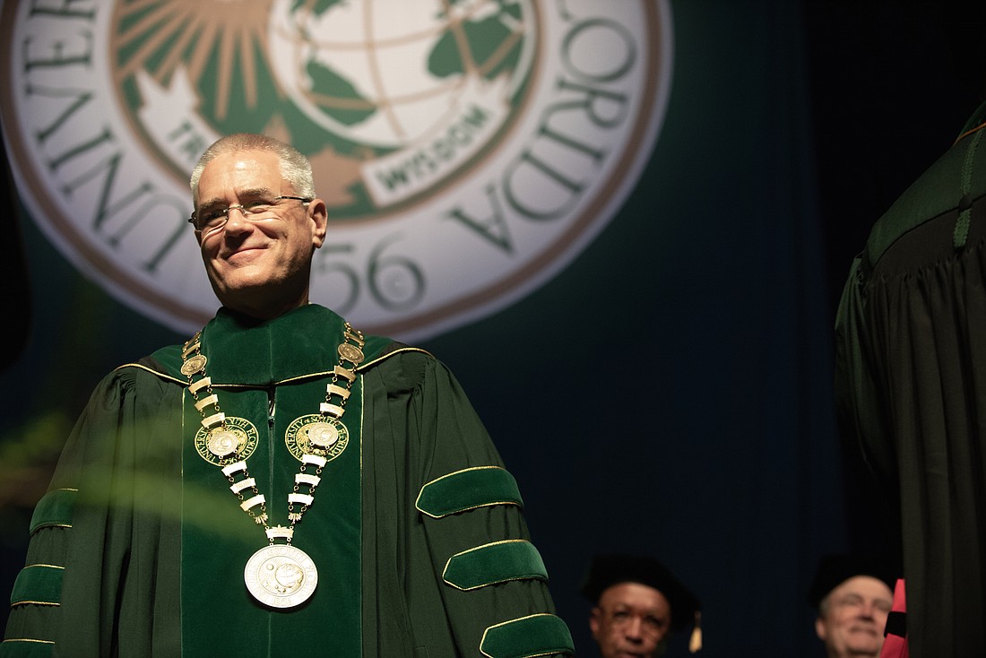 Steve Currall was officially inaugurated as president of the University of South Florida on Nov. 14. He says USF could be for Tampa Bay what Stanford University has been for Silicon Valley. Courtesy photo.