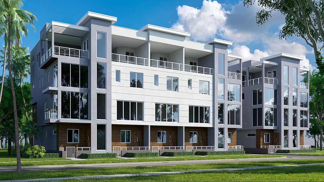 A rendering of The Royal, a new townhome development in St. Petersburg scheduled for completion in mid-2021. Courtesy photo.