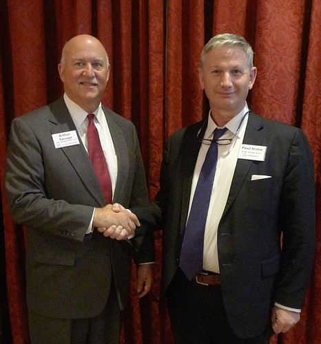 Incoming ASBA President Arthur Savage, left, with outgoing President Paul Hirtle. Courtesy photo.
