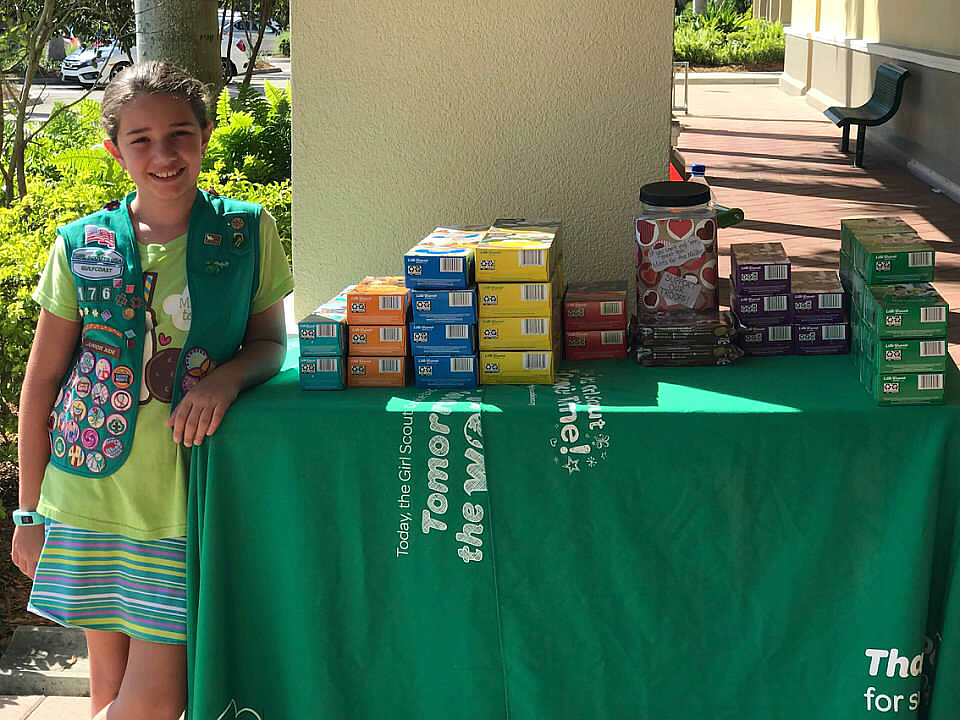 Courtesy. Catelyn Holcomb, of Lee County, was Girl Scouts of Gulfcoast Floridaâ€™s top cookie entrepreneur.