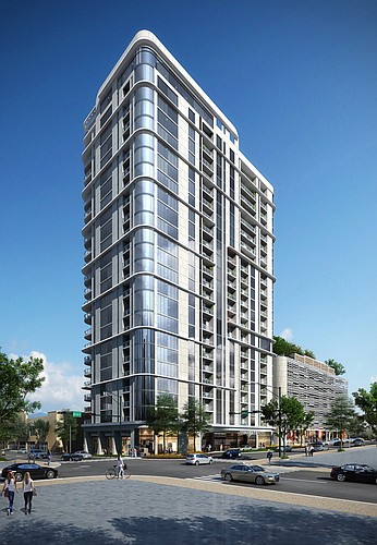 COURTESY RENDERING â€” Miami-based American Land Ventures is planning a 22-story apartment tower at 334 Third Ave. South in downtown St. Petersburg.