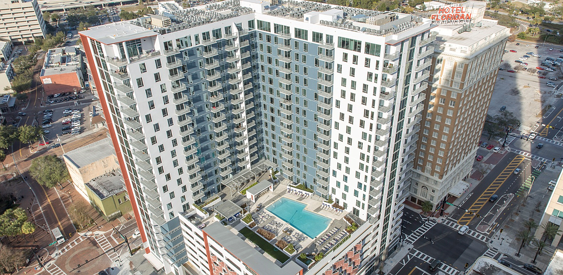 Blaze Partners LLC has entered the Tampa Bay market in a big way, acquiring Nine15, a luxury high-rise apartment building in downtown Tampa. Courtesy photo.