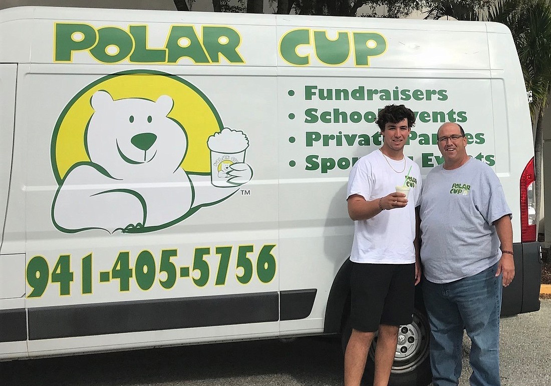 Courtesy. Michael and Mike Micochero are distributing The Polar Cup in Manatee and Sarasota counties. Michael is Mikeâ€™s son.