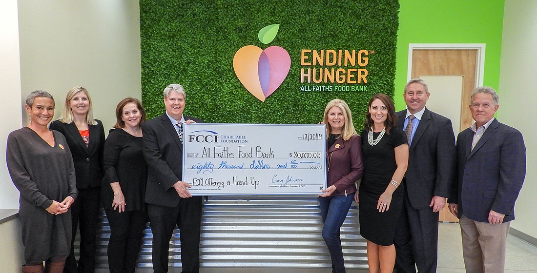In December 2019, the FCCI Charitable Foundation distributed its first local gift â€” $80,000 to Sarasota-based food assistance nonprofit All Faiths Food Bank.