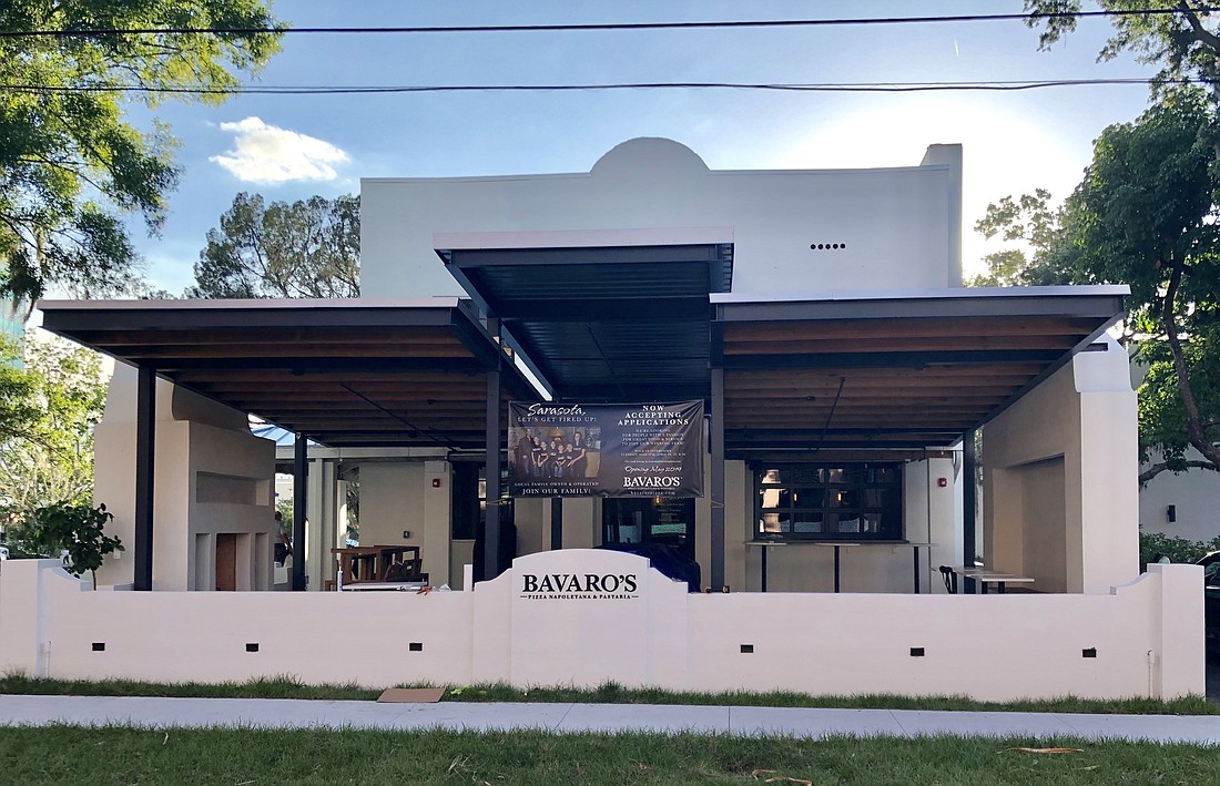 Courtesy. Bavaroâ€™s Pizza Napoletana &Â Pastaria in downtown Sarasota has reopened at 25% capacity with indoor and outdoor seating.Â