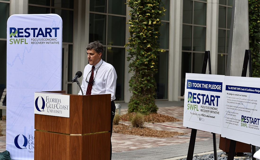 Courtesy. Florida Gulf Coast Universityâ€™s Lutgert College of Business Dean Chris Westley says Restart SWFL is designed â€œto give consumers a sense of confidence they can enter the marketplace again.â€