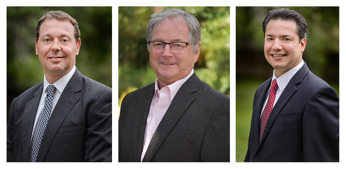 Courtesy. From left to right: Timothy Videnka, Kevin McKenney and Michael DeMassa of Forza Wealth Management. Forza recently merged with McKenney&#39;s K-Mack Financial.