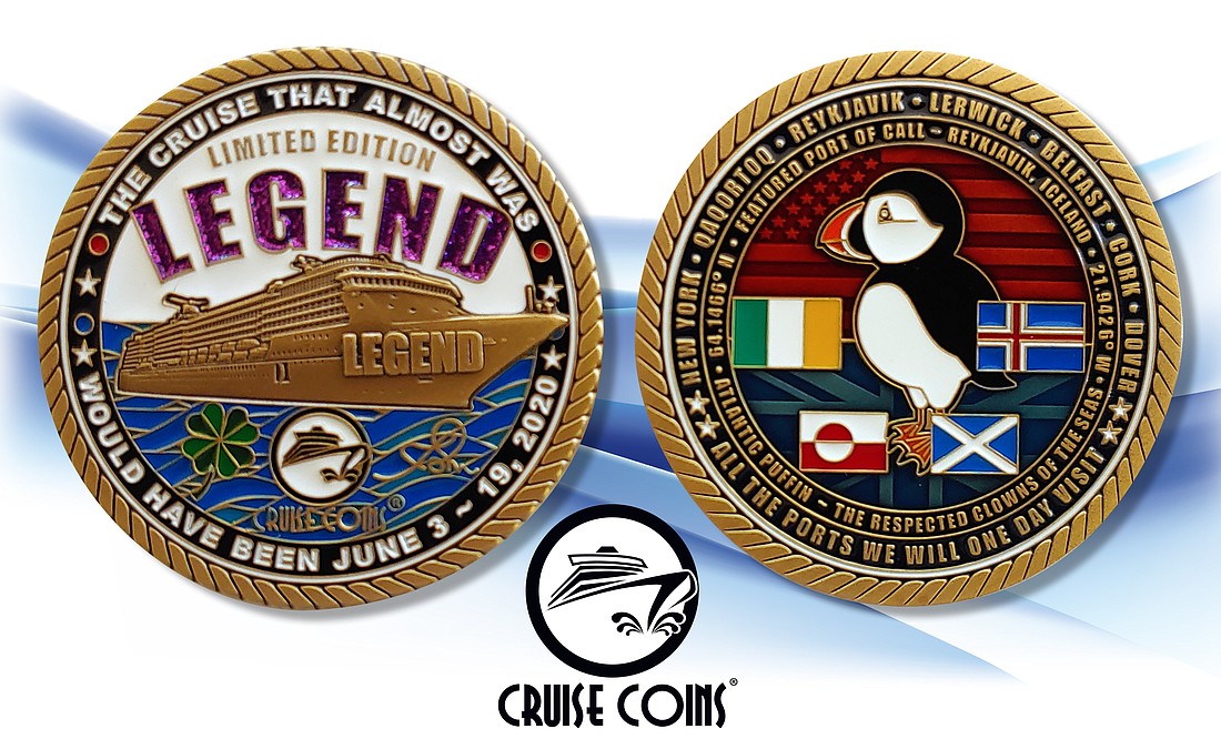 Courtesy. For a Carnival trans-Atlantic cruise that was scheduled for June and then canceled due to the pandemic, Jordan created a special coin that read, â€˜The Cruise That Almost Was.â€