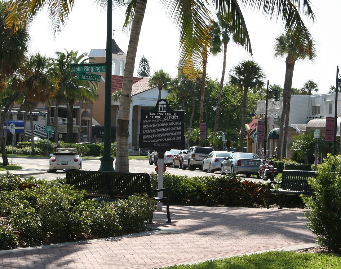Courtesy. St. Armands Circle in Sarasota, with about 130 business spaces, has seen an inevitable downturn in traffic during the pandemic.