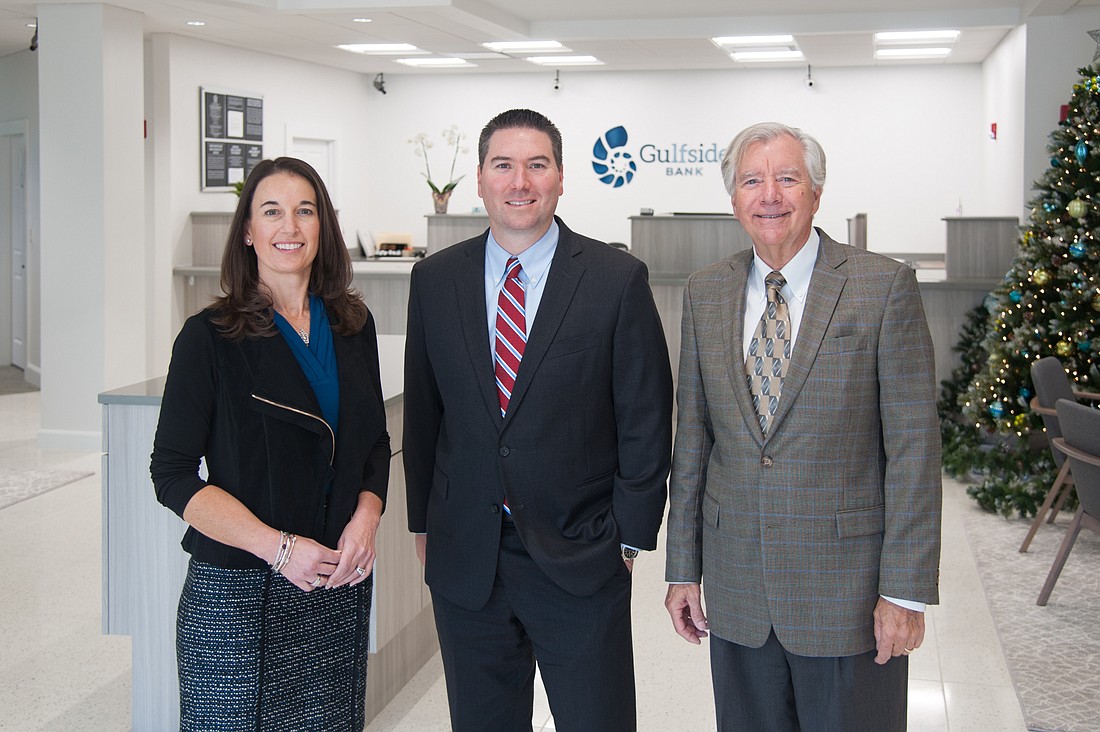 File. Dennis Murphy, middle, along with board members Jennifer Compton, left, and Tim Clarke, helped launch Gulfside Bank in Sarasota in late 2018.