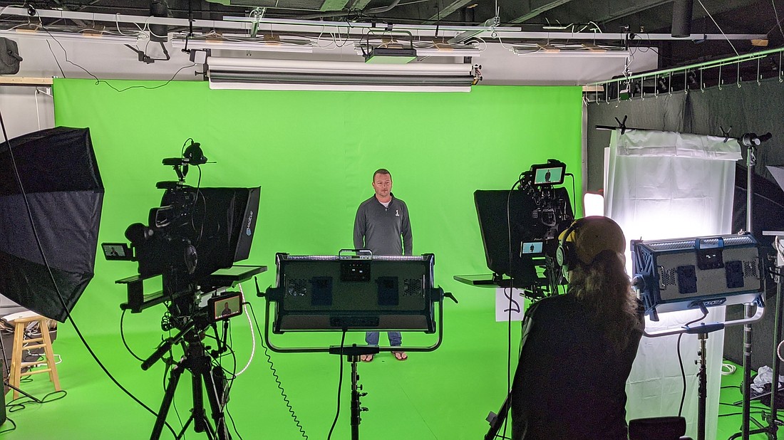 Courtesy. At the S-One offices in Sarasota, the company has a studio where it does filming for virtual events.
