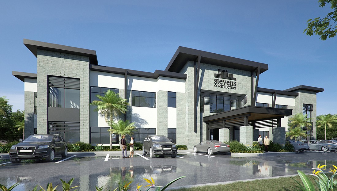 COURTESY RENDERING â€” Stevens Construction intends to move its corporate headquarters into this new two-story building in Hope Preserve early in 2022.
