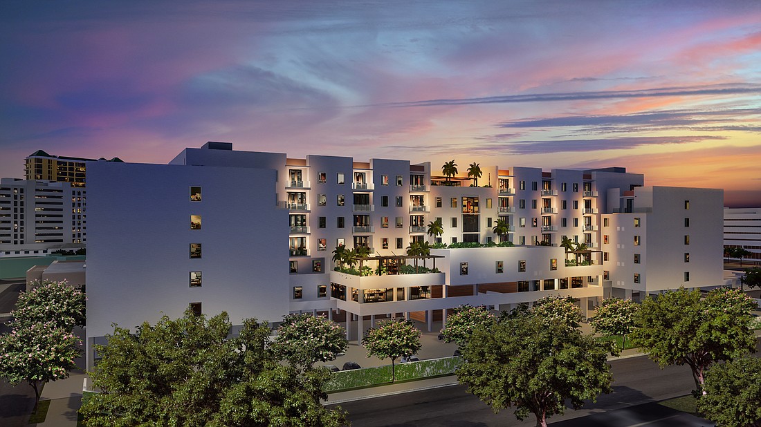 COURTESY RENDERING â€” Integrated Development II, of Chicago, has proposed a seven-story senior housing rental complex in downtown Sarasota, which would be the city&#39;s first.