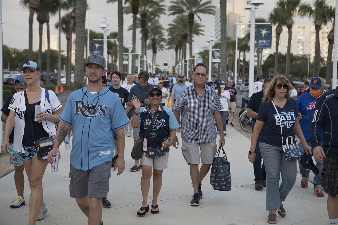 MARK WEMPLE: Tampa Bay Rays fans head to Game One of the American League Divisional Series Oct. 7 against the Boston Red Sox. The Rays won the game 5-0.