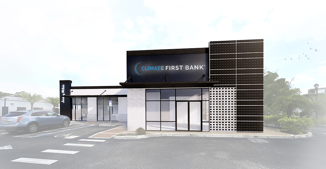 Courtesy. A rendering of Climate First Bank&#39;s Winter Park branch, scheduled to open in January.