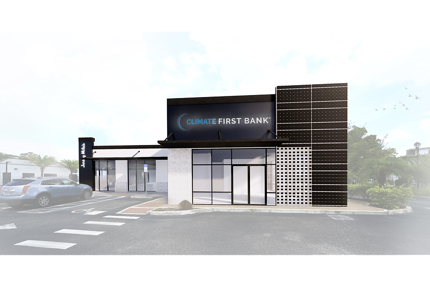 Courtesy. A rendering of Climate First Bank&#39;s new branch in Winter Park, scheduled to open in January. The bank has also announced plans to move its St. Pete headquarters.