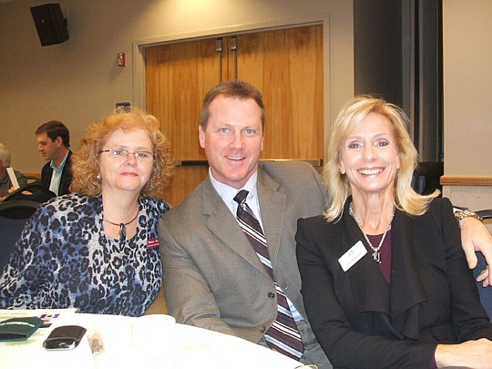 Dana Skaff, Southern Lifestyle Homes; Brad King, Wells Fargo; and Linda Hutchins, LMH Realty were at the recent Sales and Marketing Council breakfast.