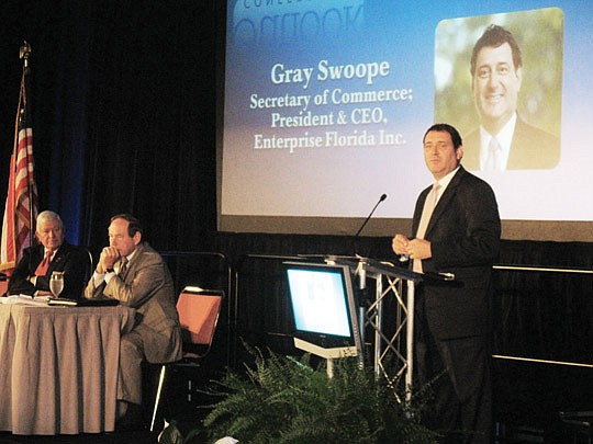 Gray Swoope, Florida secretary of commerce and Enterprise Florida Inc. president and CEO, talks about the state's economic development strategies at the First Coast Real Estate Economic Outlook Conference.